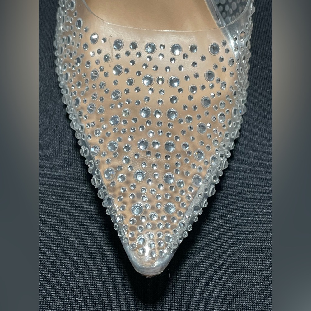 STEVE MADDEN Rhinestone Clear Plastic / Silver Stilettos High Heels 6.5 - Picture 3 of 16